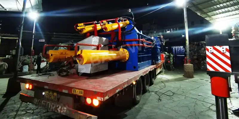 Mr. Lee, a prominent recycler in Wuxi City, inspecting the 315 Tons Metal Baler after a successful installation.