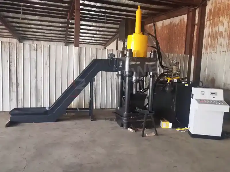 China metal briquetting press in customer site